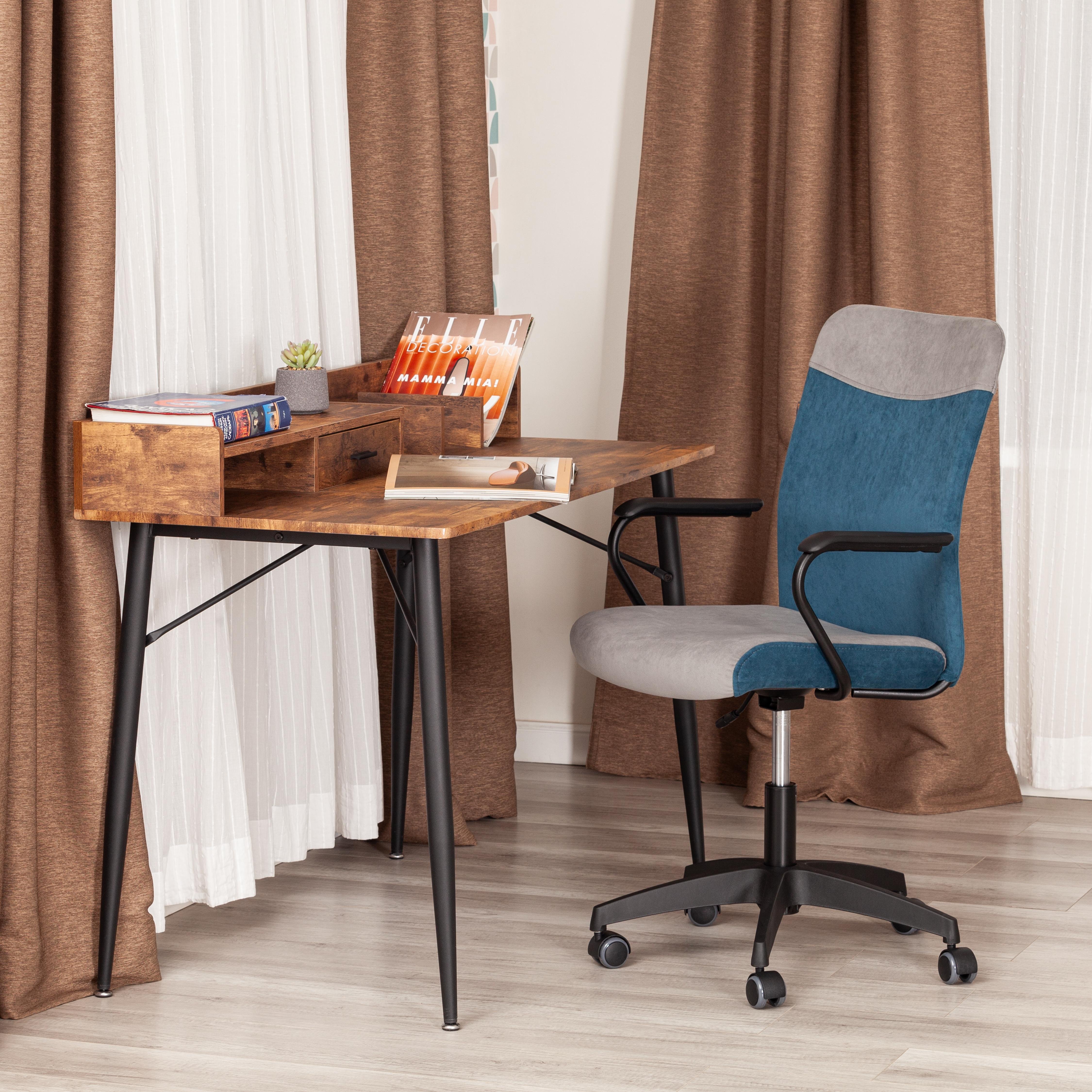 Компьютерное кресло TETCHAIR Флай флок серый синий - фото 1