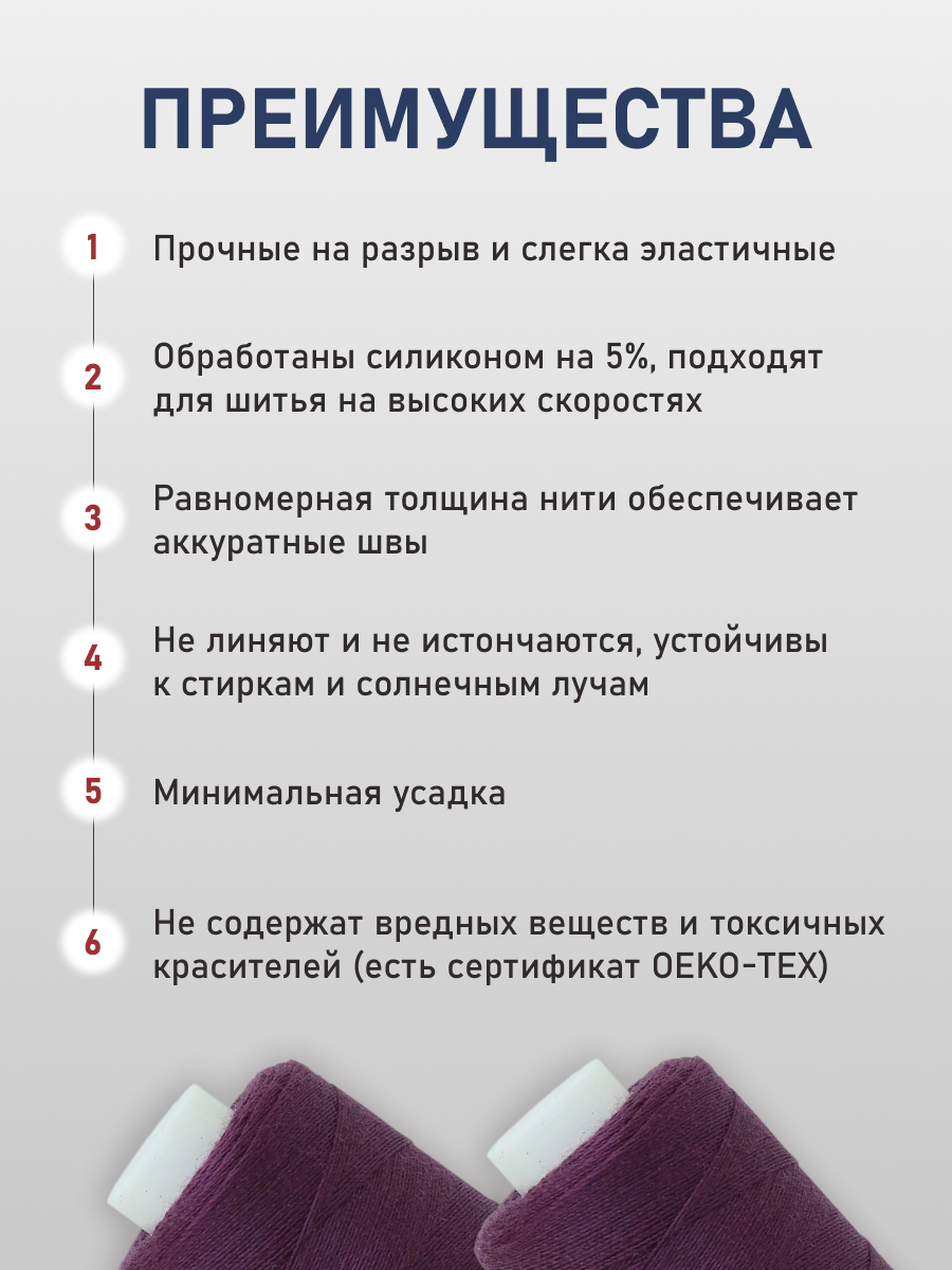 Нитки для шитья 40/2 Bestex 10шт цв 80 - фото 3