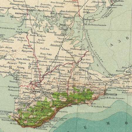 Карта ретро РУЗ Ко Таврическая губерния. Состояние на 1902г. В картонном тубусе с подвесом.