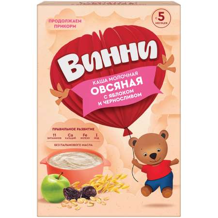 Каша Винни молочная овсяная с яблоком и черносливом 200г с 5месяцев