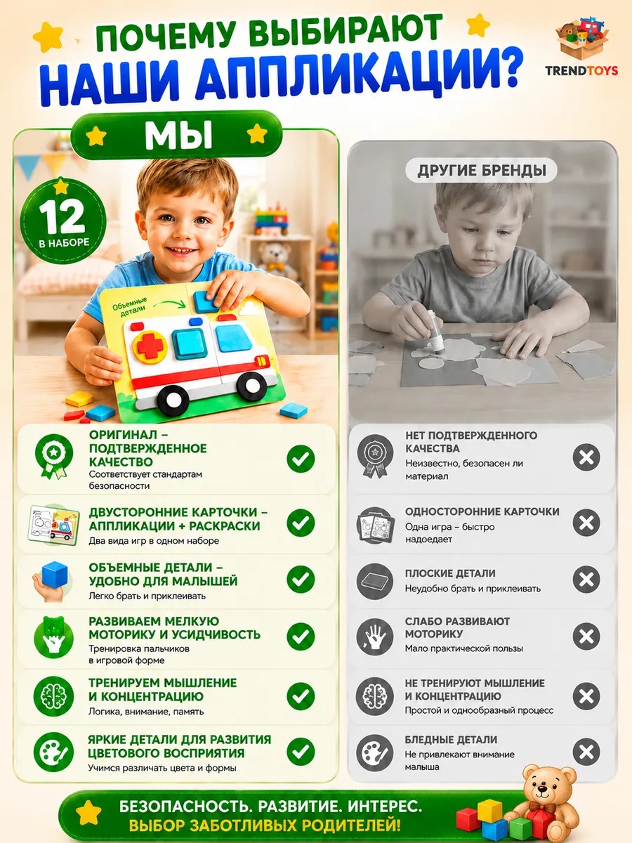 Набор для творчества TrendToys с раскрасками Объемная аппликация - фото 7