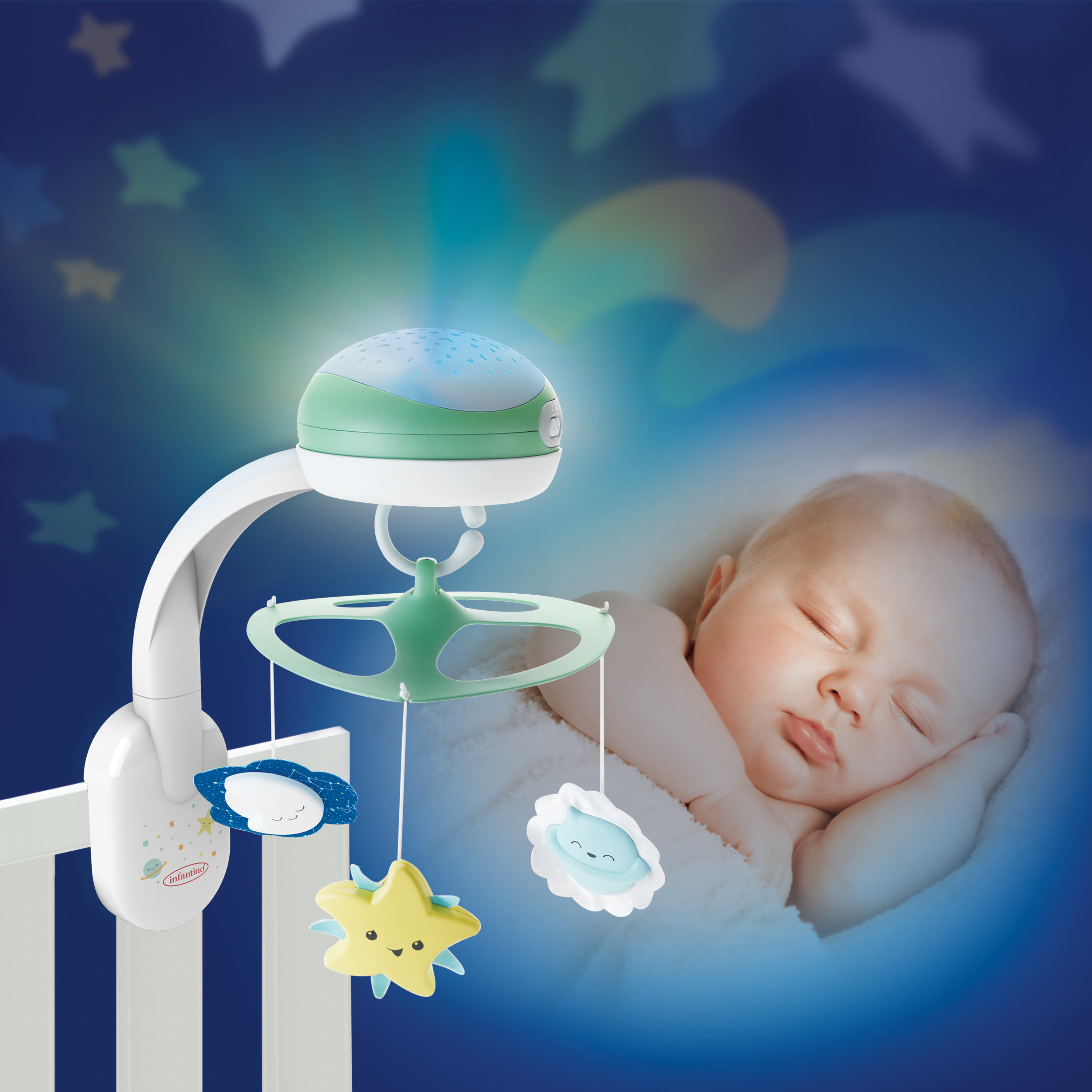 Мобиль INFANTINO 3 в 1 Музыкальный зеленый - фото 9