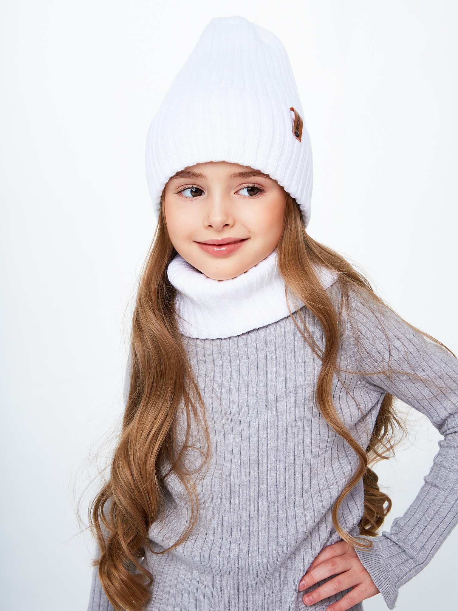 Шапка и снуд NYCkids NYC-H-104-GplainW-white - фото 13