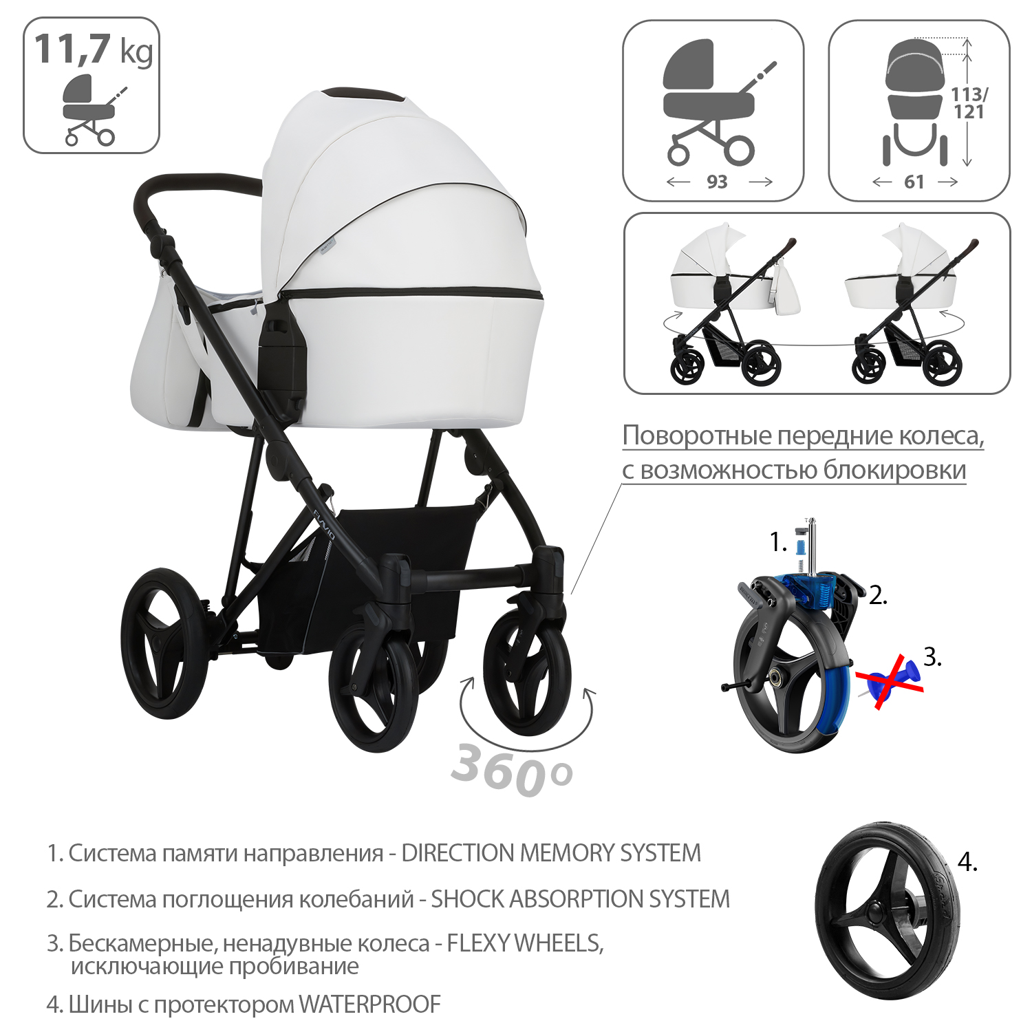 Коляска 2 в 1 Bebetto Flavio Pro - фото 4