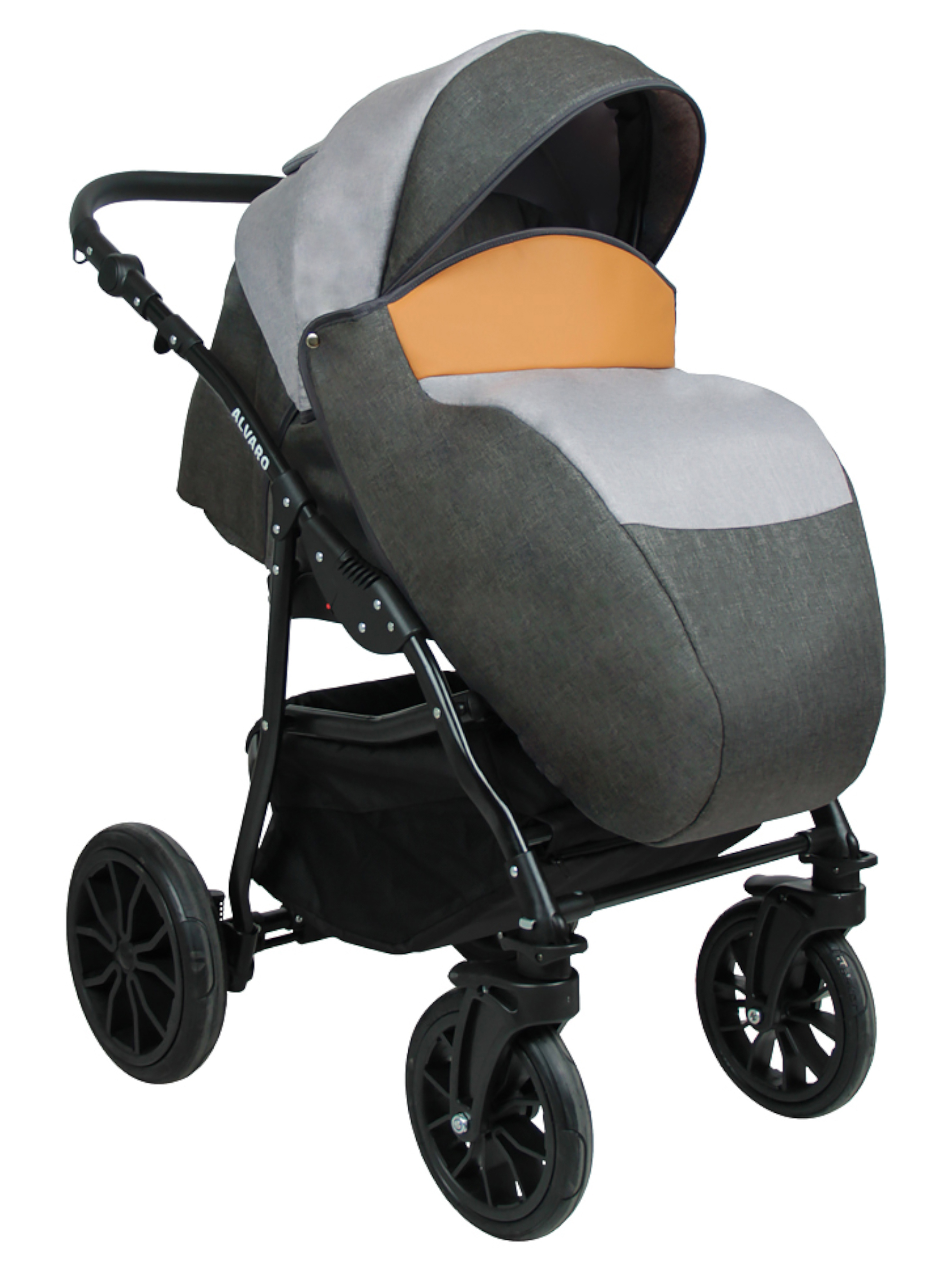 Коляска 2в1 alis Alvaro 05 серый-оранжевый - фото 5