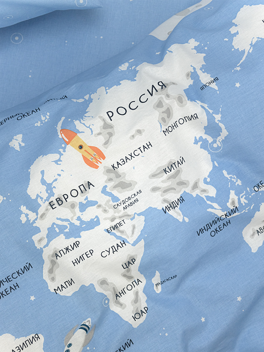 Комплект постельного белья BRAVO kids dreams Maps полутораспальный 3 предм. - фото 10