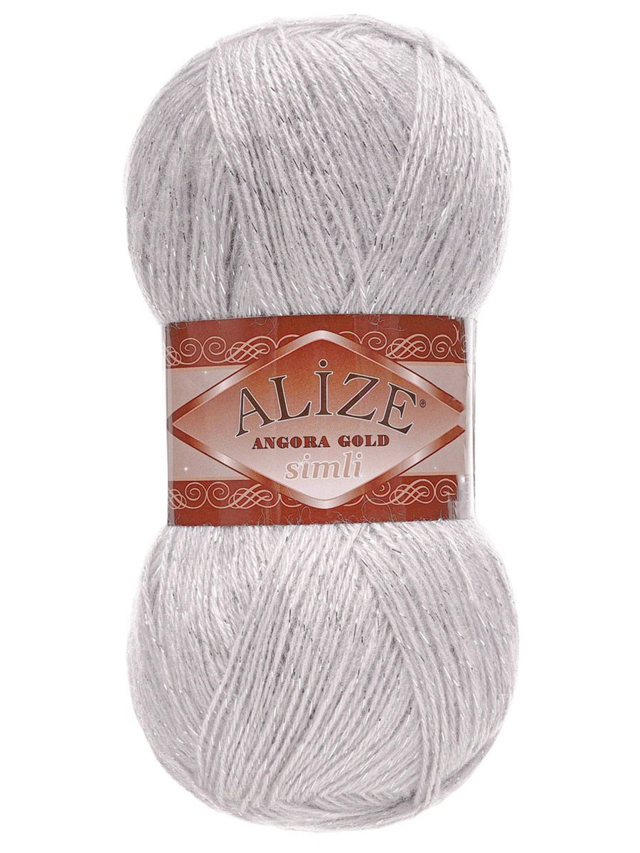 Пряжа Alize для шарфов полушерсть Angora Gold Simli 100 гр 500 м 5 мотков 168 белая зима - фото 4