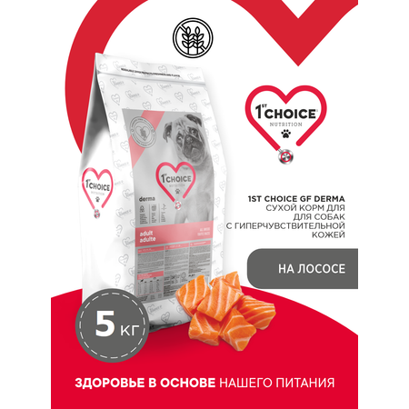 Корм сухой 1st Choice Grain Free Derma для гиперчувствительной кожи для собак на лососе 5кг