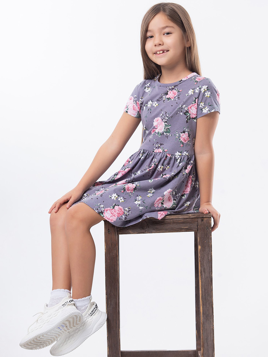 Платье HappyFox HFLUN2112цветы.серый - фото 1