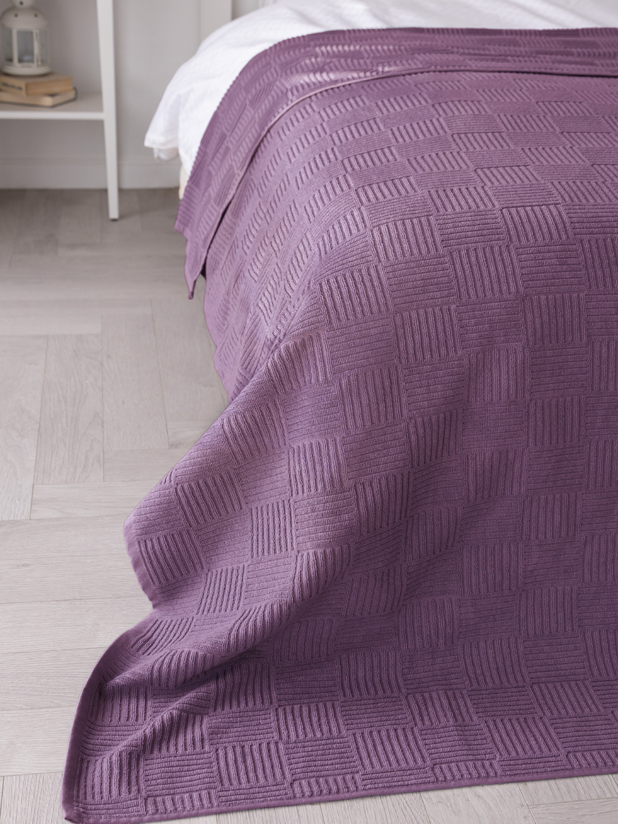 Простыня DeNASTIA махровая фиолетовый D000154 200 x 220 см 1 шт. - фото 3