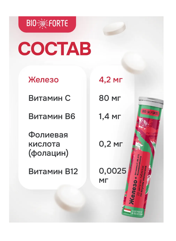 Витамины BioForte Железо + Витамины С В6 В12 + Фолиевая кислота - фото 6