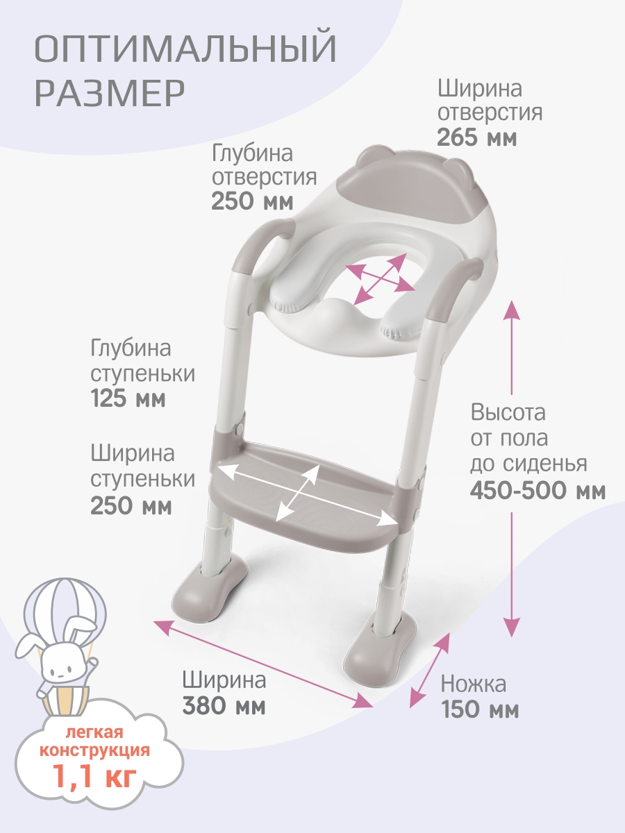 Накладка на унитаз KidWick Panda Soft серый - фото 4
