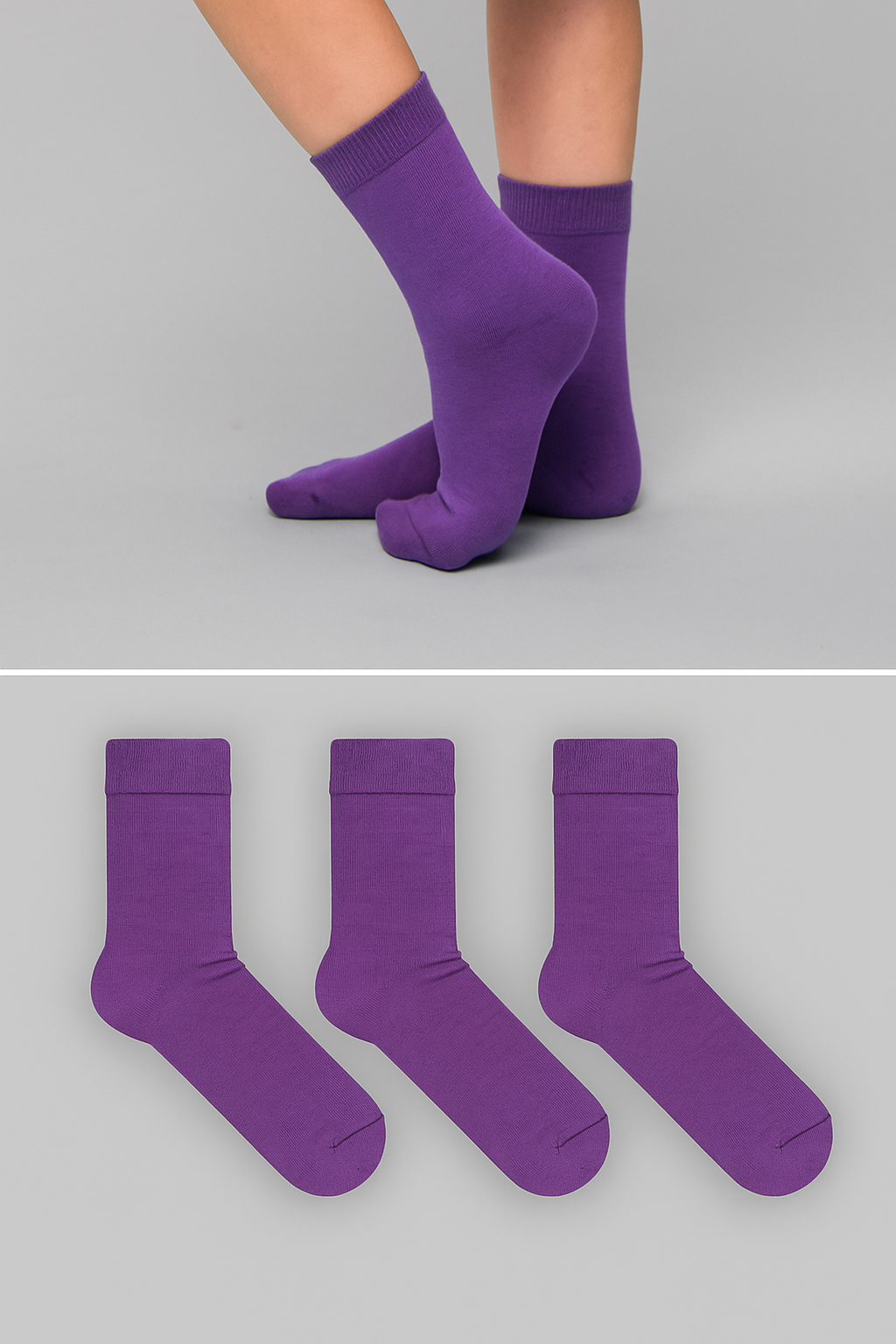 Носки 3 пары Babushka D3 Фиолетовые - фото 1