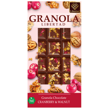 Шоколад молочный с гранолой Libertad Granola клюквой и грецким орехом 80 г 2 шт