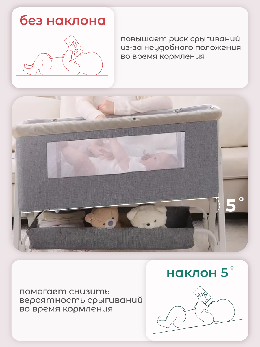 Детская кроватка CINLANKIDS, поперечный маятник (серый) - фото 9