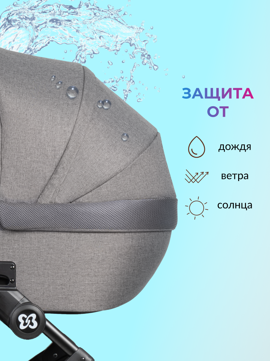 Коляска 3в1 Farfello Molly Pro серый - фото 9