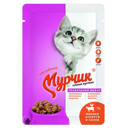 Корм для кошек Мурчик мясное ассорти 75г