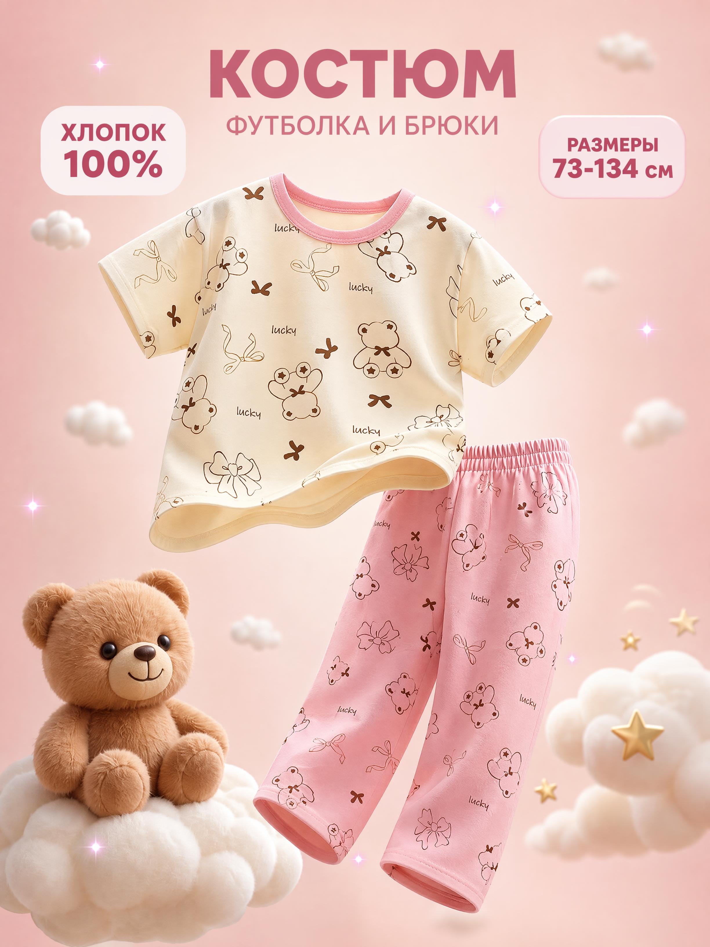 Пижама Bambooland summerlongpants_pinkbear - фото 2