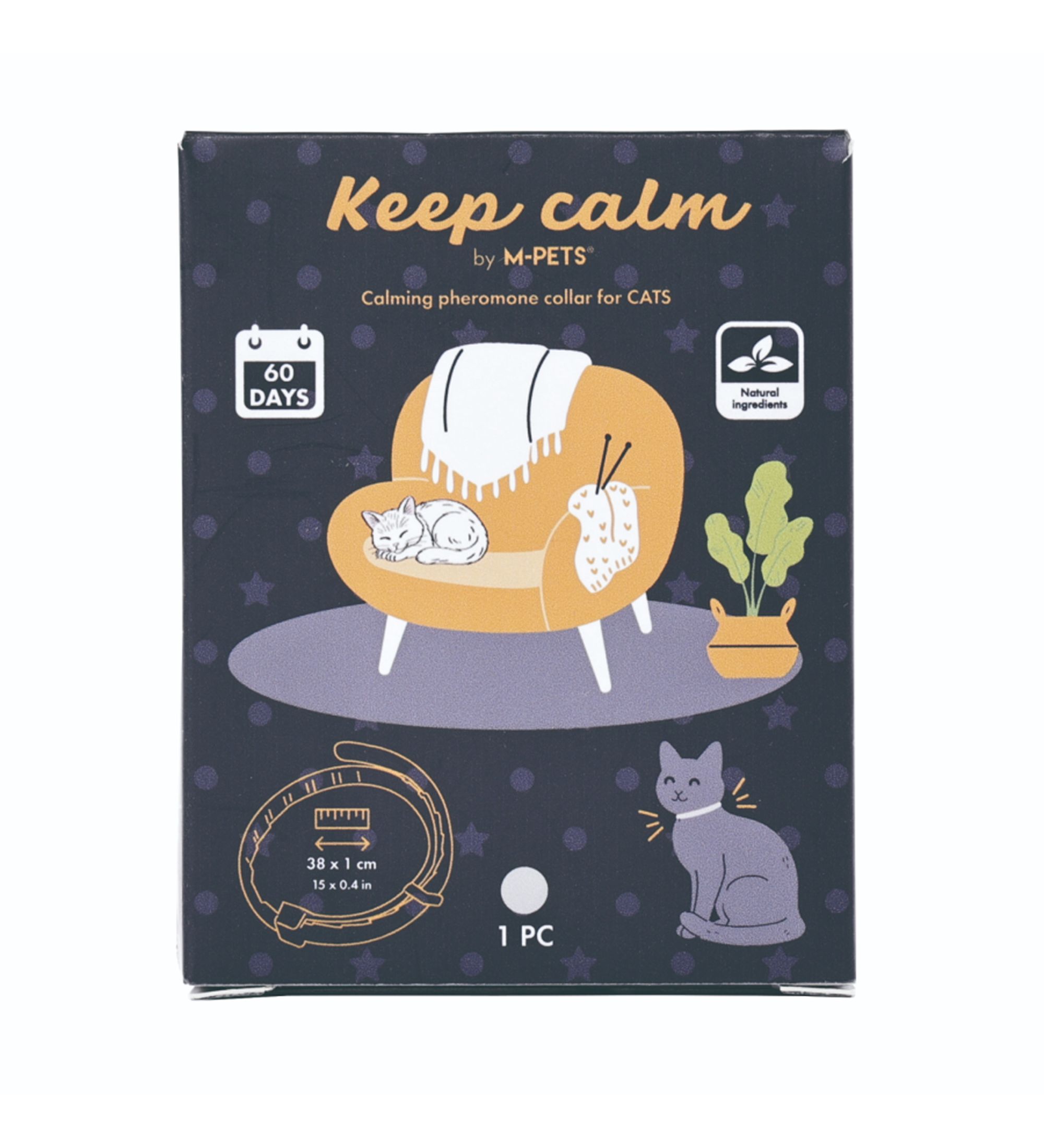 Ошейник для кошек M-PETS KEEP CALM успокаивающий феромон серый 1шт - фото 2