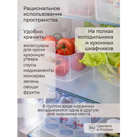 Комплект Econova универсальных корзинок SCANDI 4.6л - 3шт. прозрачный
