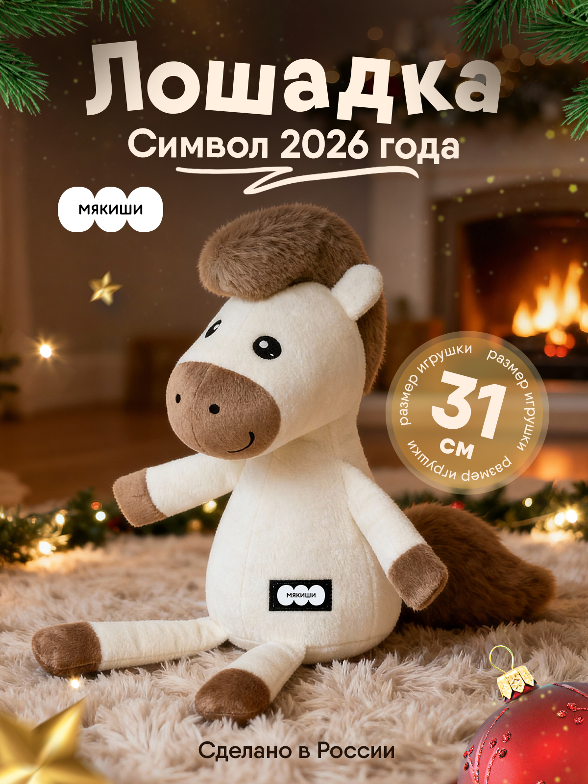 Мягкая игрушка Мякиши Лошадка Латте, подарок - фото 1