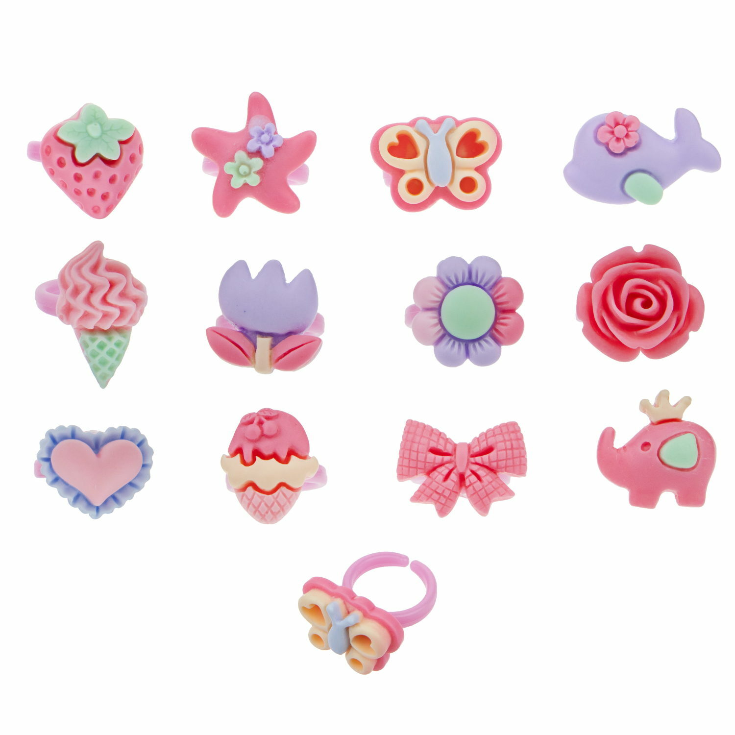 Набор бижутерии 1TOY Sweet heart Bijou 12 колец пастельные тона Т21033-1 - фото 1