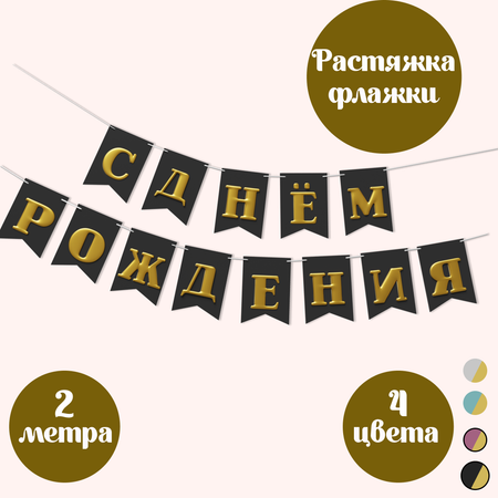 Гирлянда растяжка Мишины шарики С Днем Рождения флажки из бумаги для праздника 4603390650945