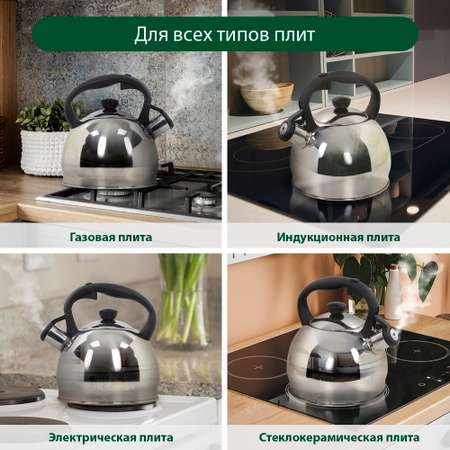 Чайник со свистком MARTA MT-3023 черный жемчуг
