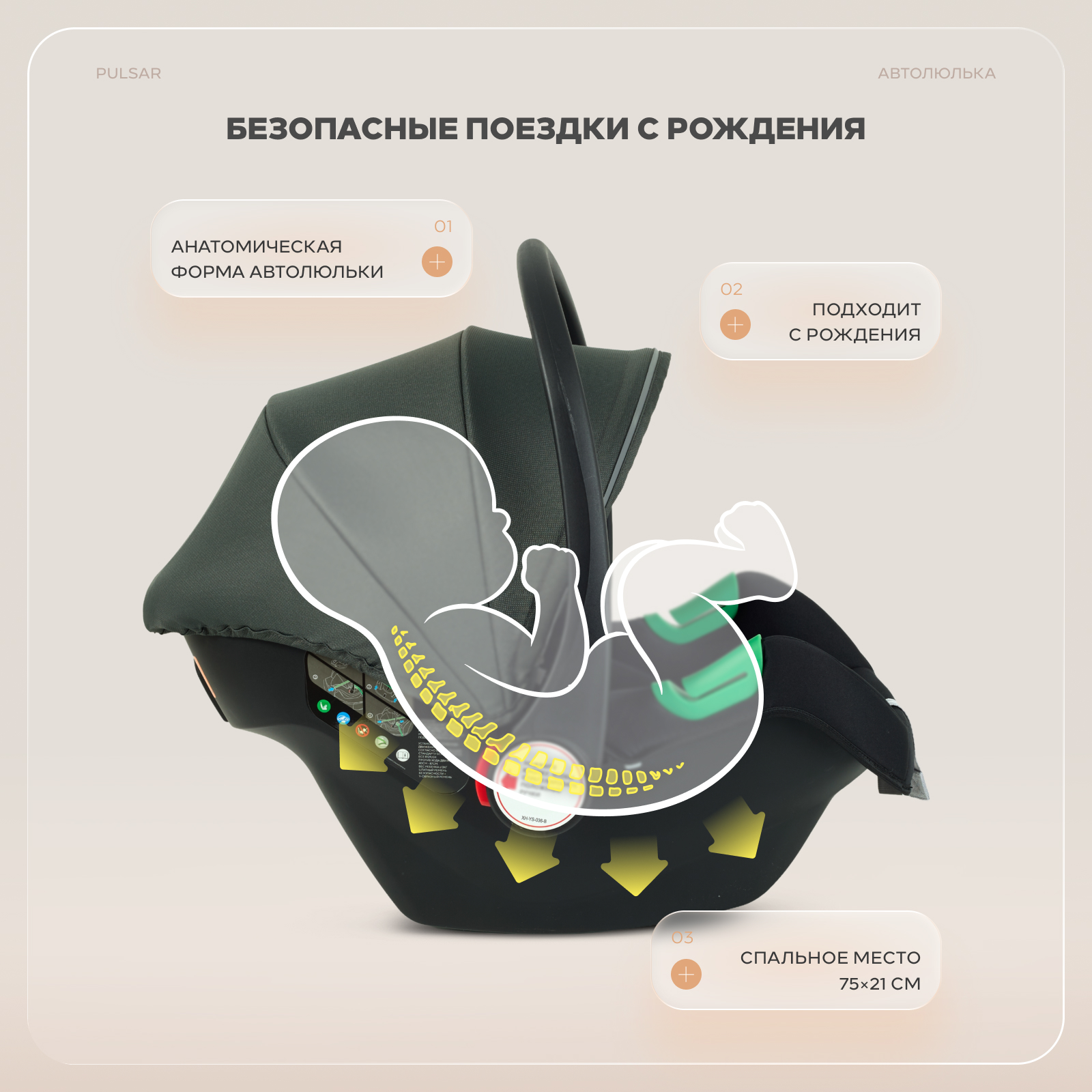Коляска 3в1 Rant Basic Pulsar plus 3 в 1 серый - фото 14