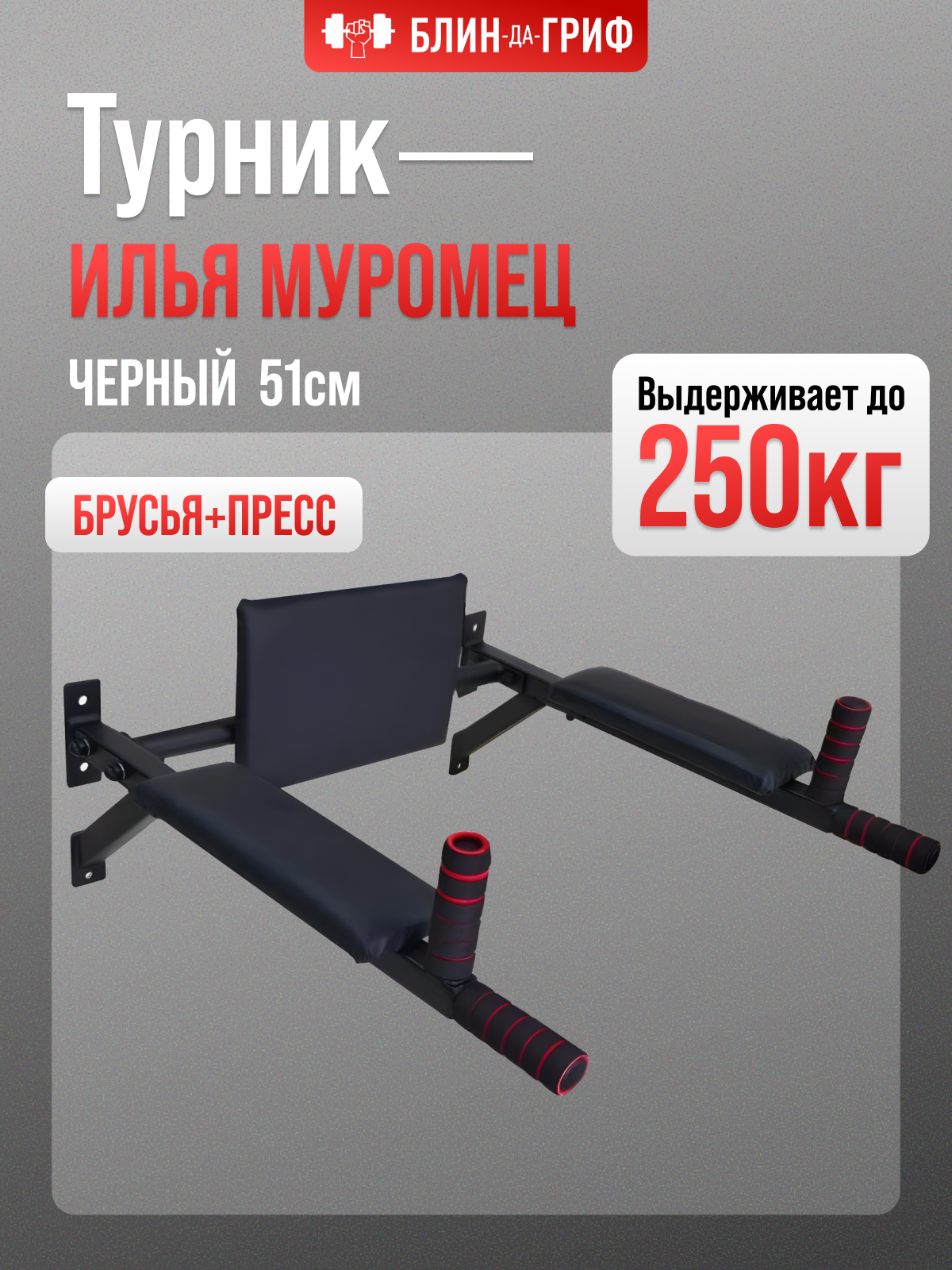 Изображение товара Настенный турник БлинДаГриф Илья Муромец для домашних тренировок