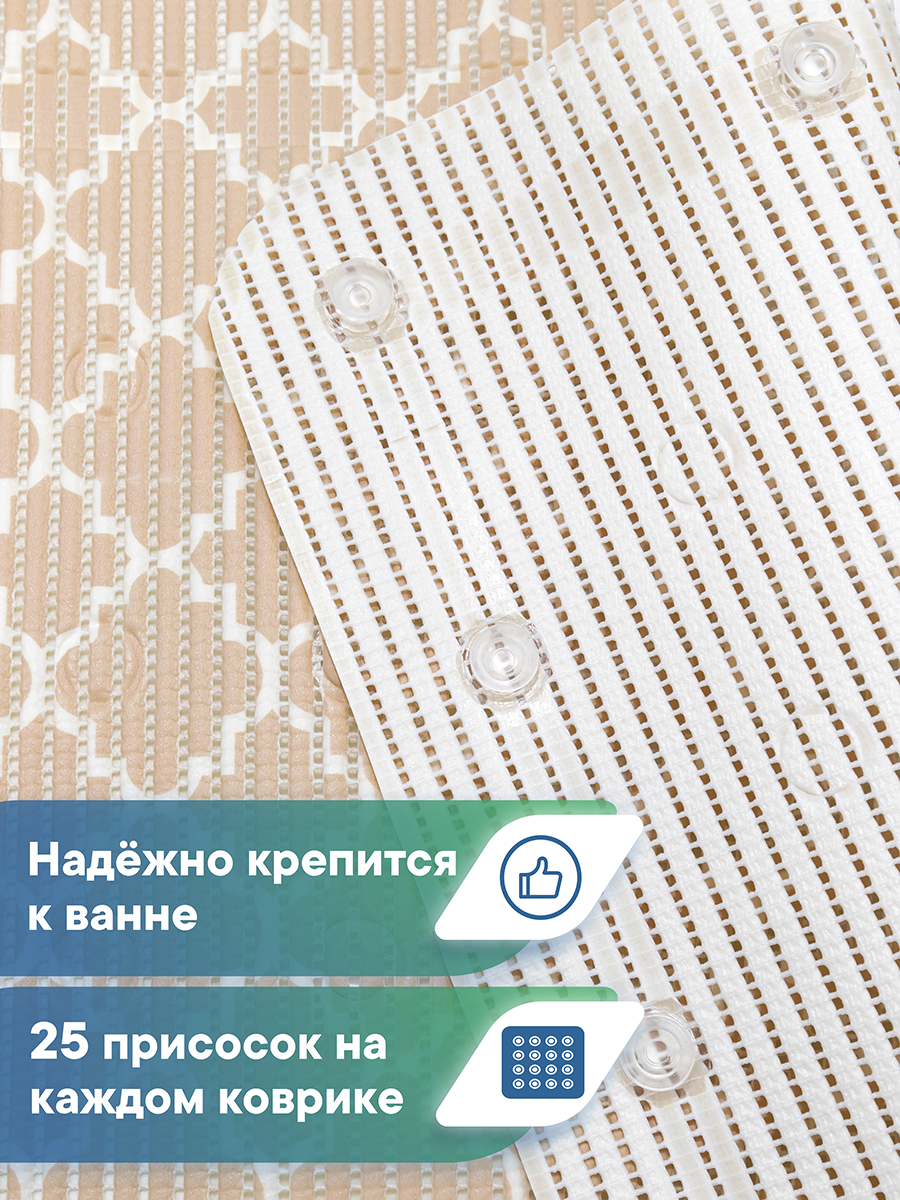 Коврик для ванной VILINA бежевый 43 x 90 см 1 шт. - фото 3