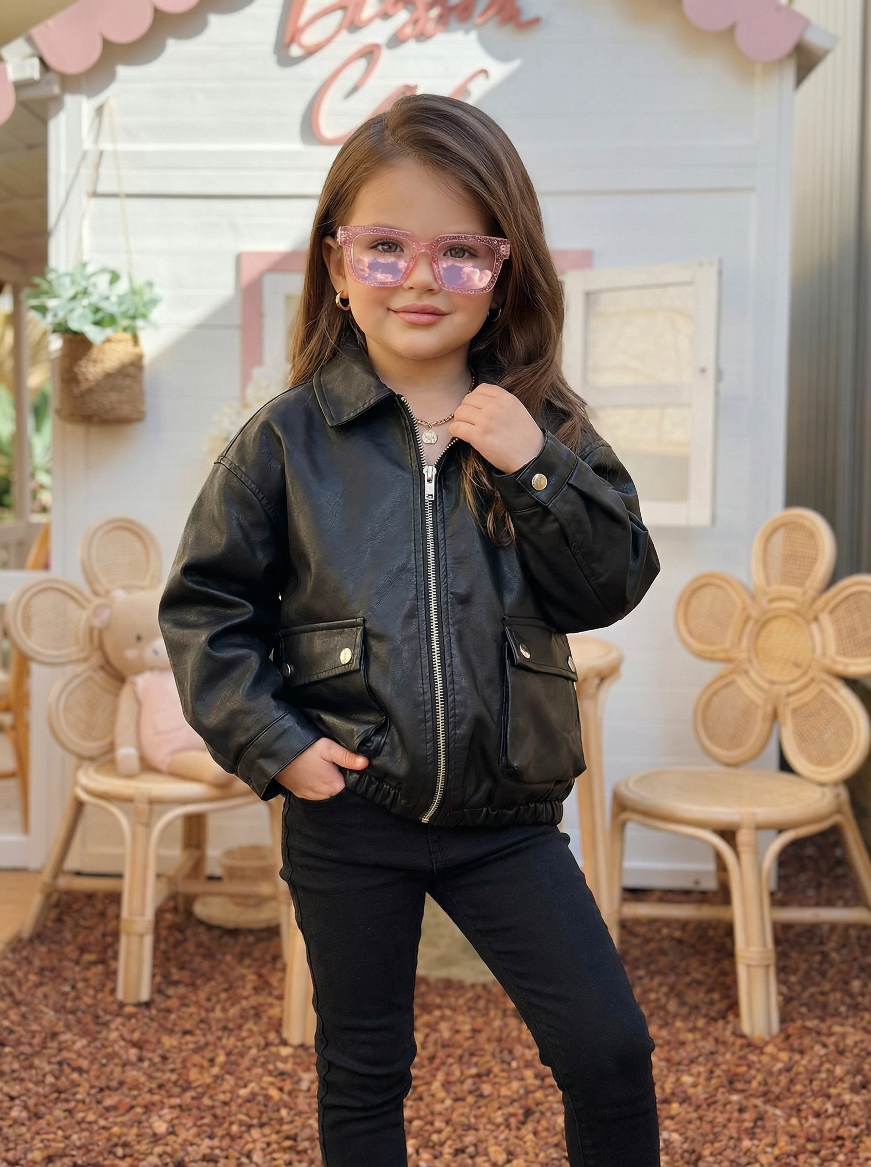 Куртка кожаная Artcher kids Jacket0004black - фото 2