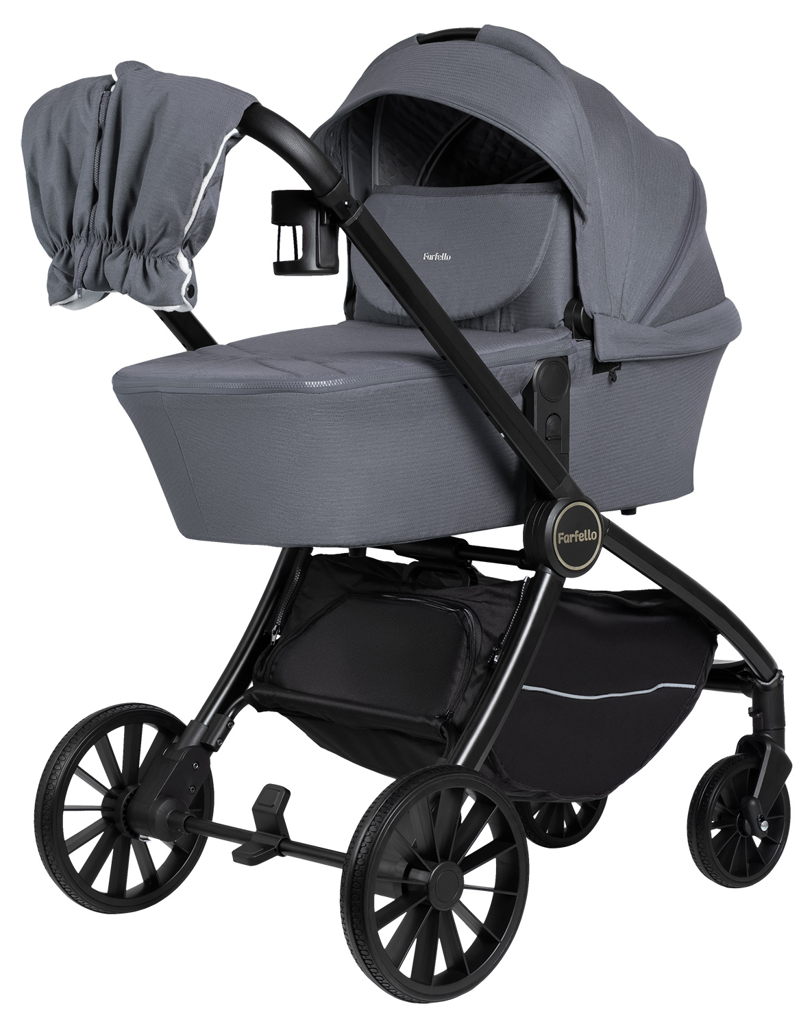 Коляска 3в1 Farfello Baby shell серый - фото 10