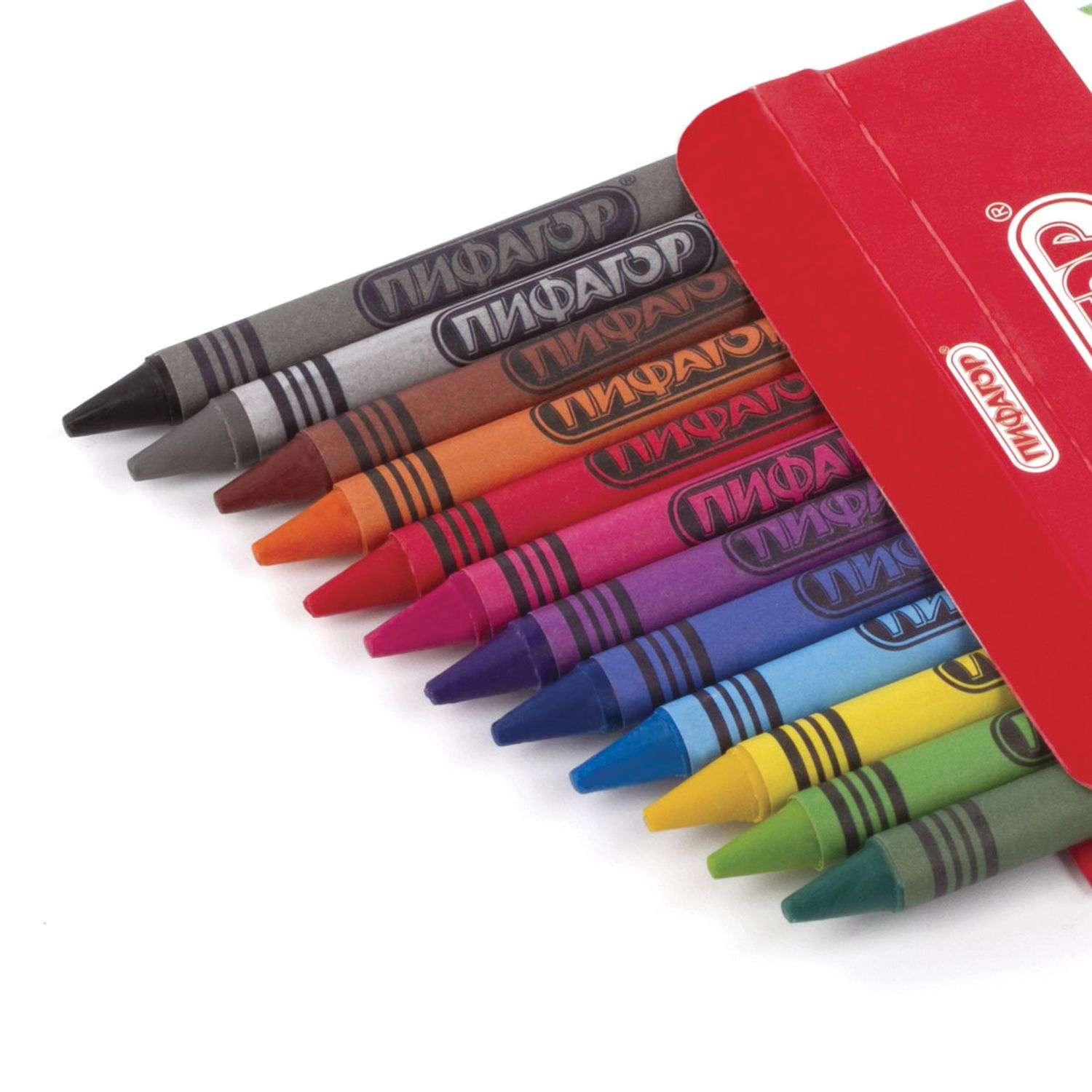 Восковые мелки Пифагор 12 шт. - фото 2