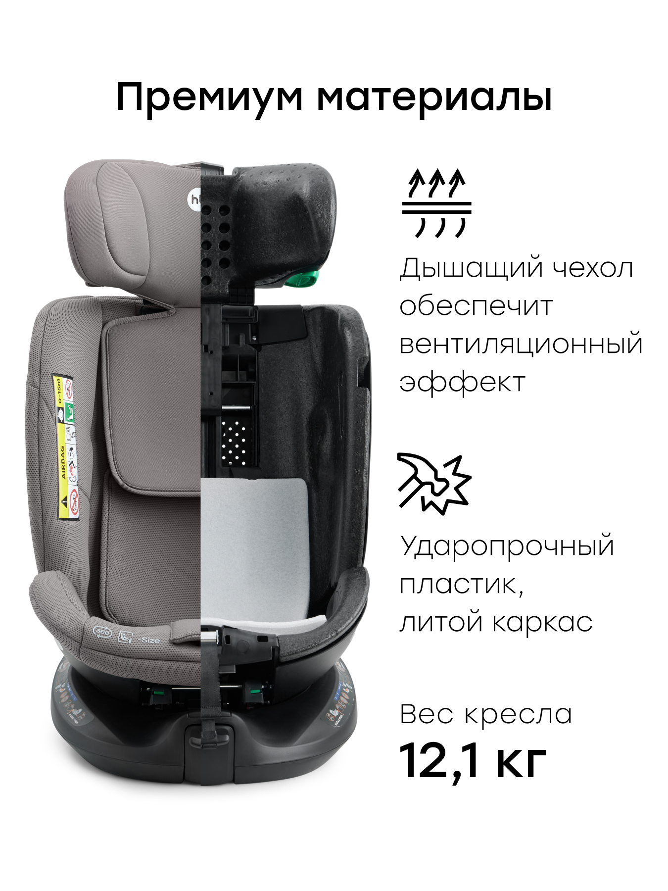 Автокресло Happy Baby Kidster Isofix 0+/1/2/3 (0-36 кг) серый - фото 8