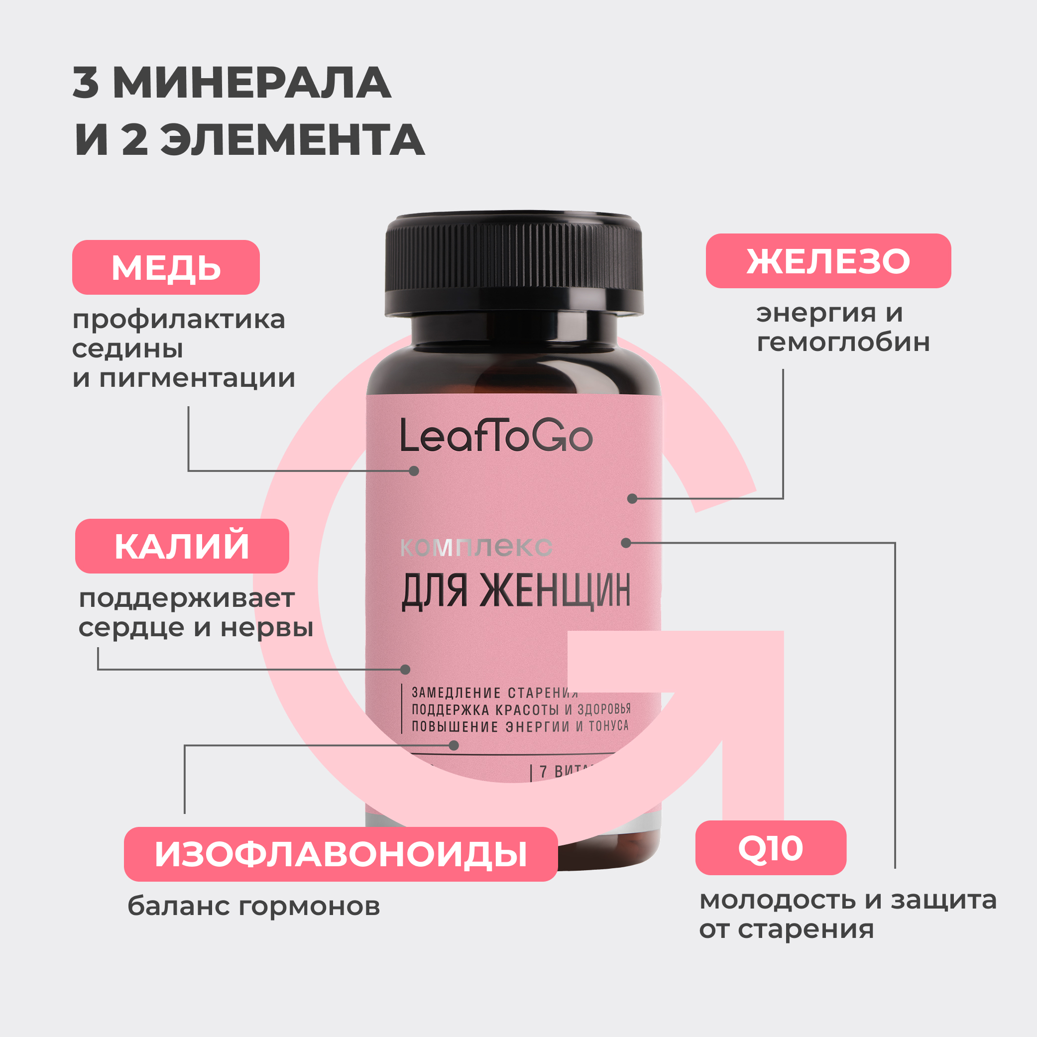 Комплекс витаминов для женщин LeafToGo мультикомплекс, 60 таблеток - фото 4