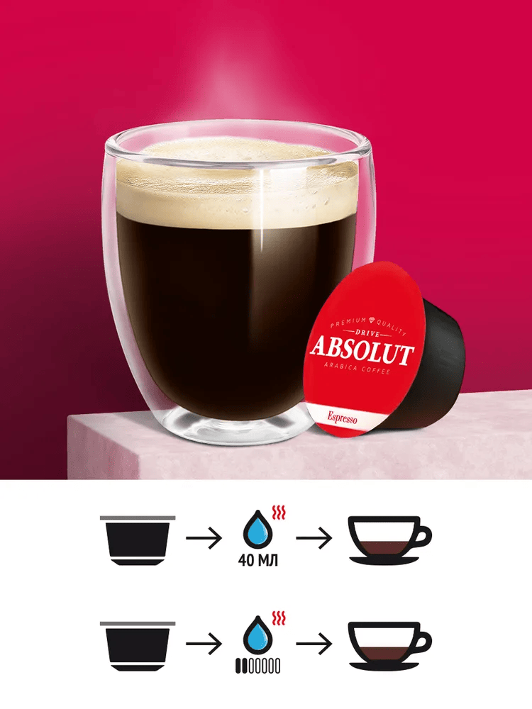 Кофе в капсулах ABSOLUT DRIVE ЭСПРЕССО для кофемашин Dolce Gusto (Дольче Густо) 16 капсул - фото 2