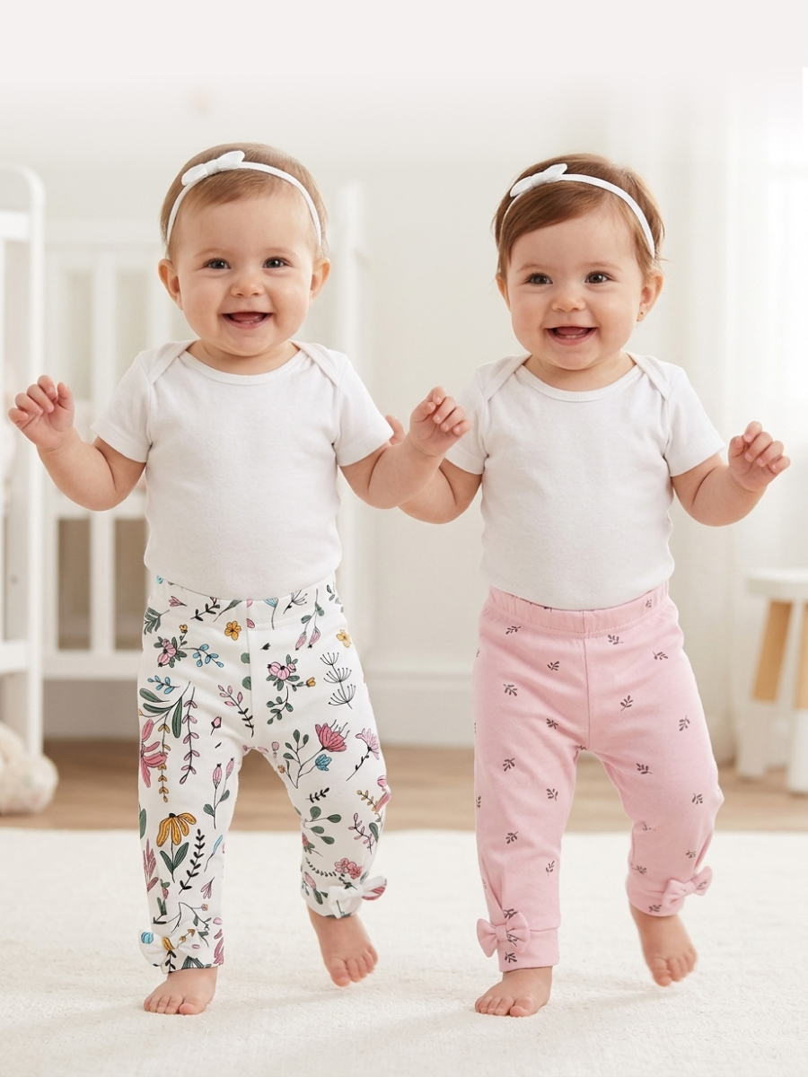 Изображение товара Комплект леггинсов для новорожденных Эскимо 2 шт хлопок мягкость комфорт стильные принты