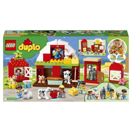 Конструктор LEGO DUPLO Фермерский трактор и сарай блочный