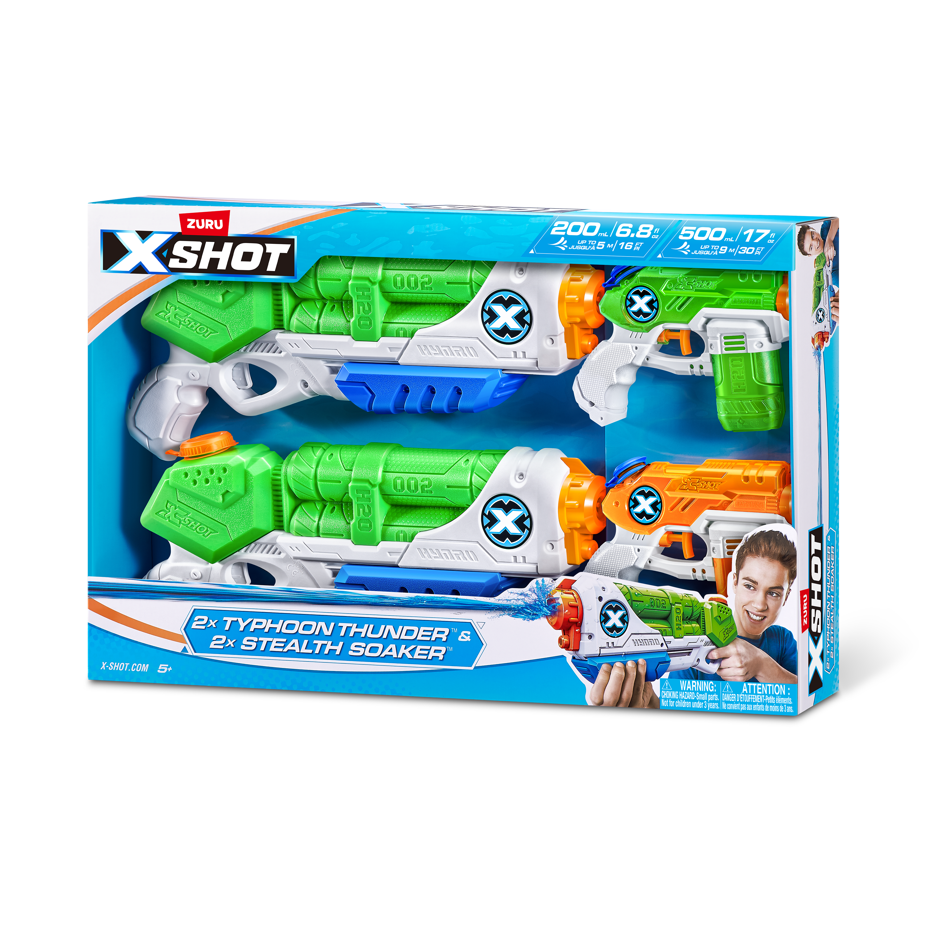 Бластер водный Zuru XSHOT  Water Ворфейс набор из 4 штук - фото 13