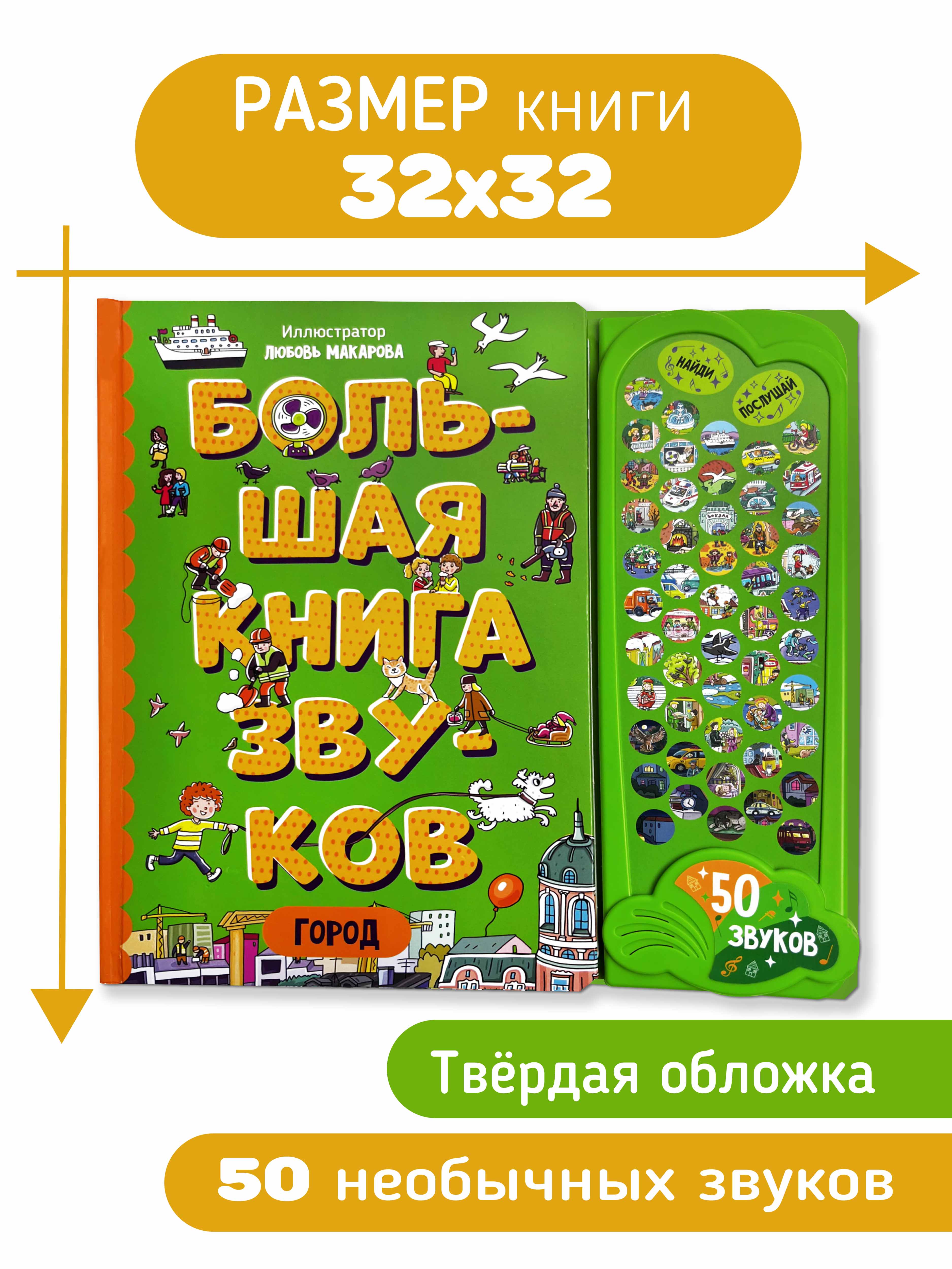 Большая развивающая музыкальная книга Счастье внутри со звуками для детей и малышей Виммельбух Город - фото 5