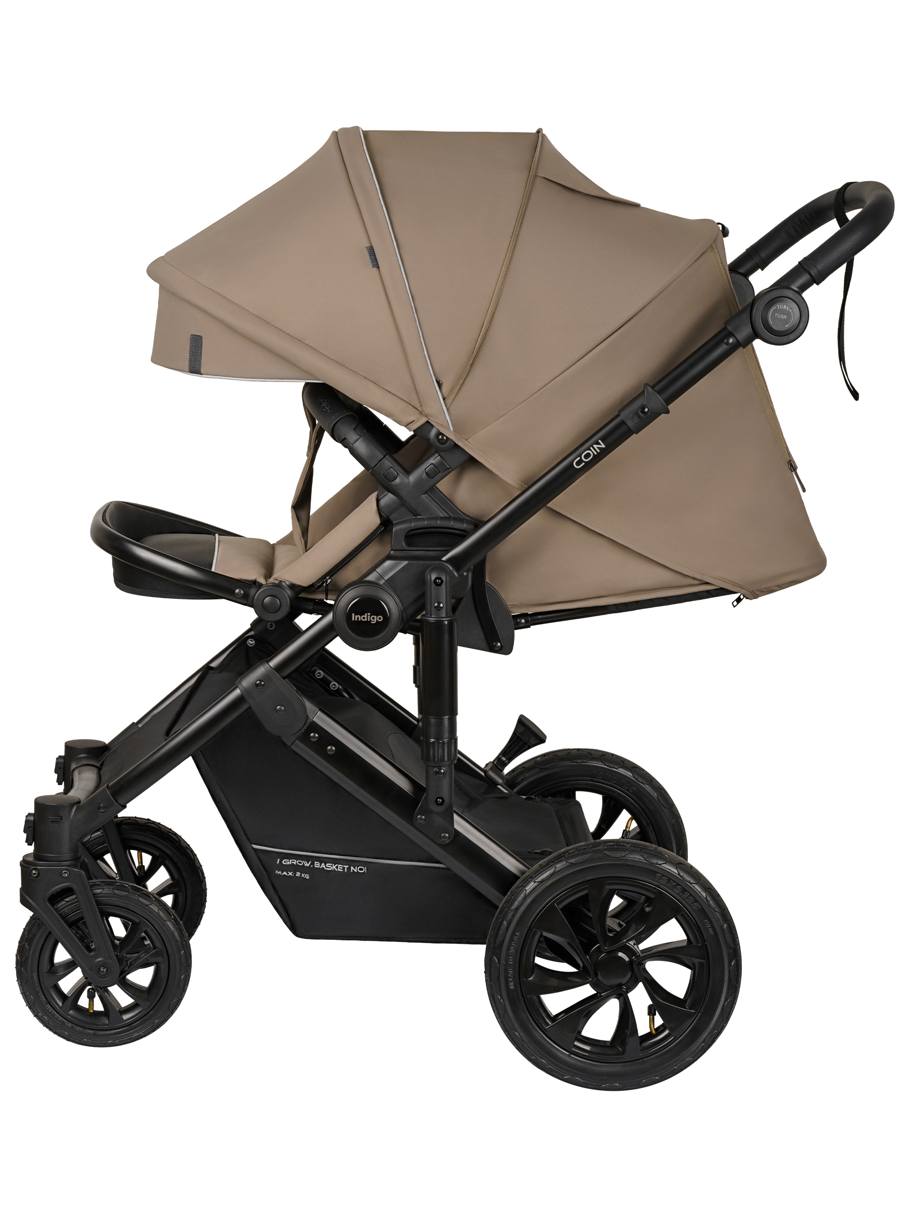 Коляска 3в1 Indigo Coin темно-бежевый - фото 16