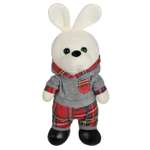 Мягкая игрушка Knitted Abtoys Зайка вязаный мальчик в сером худи 22см