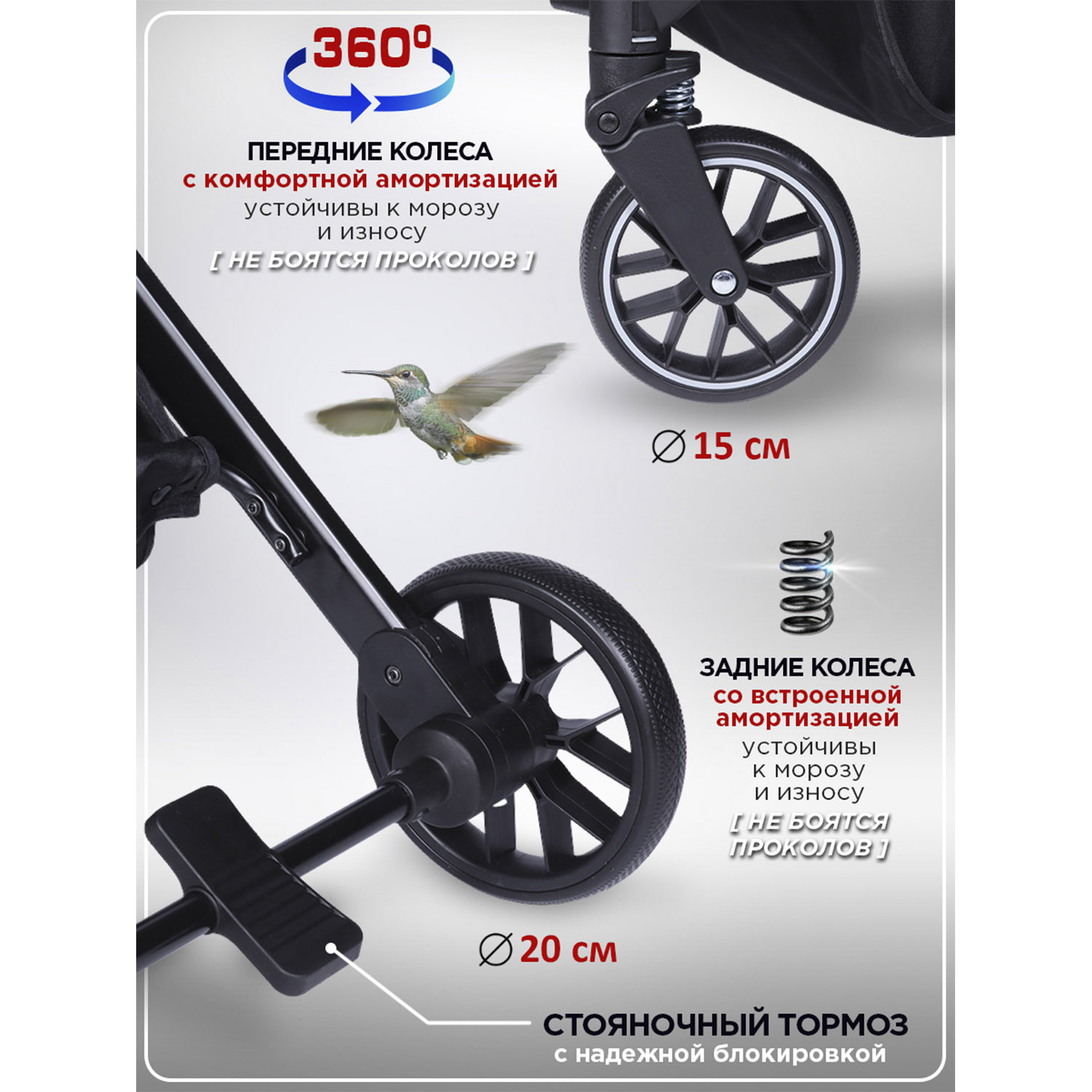 Коляска прогулочная BabyCare Q'bit темно серый серый - фото 6