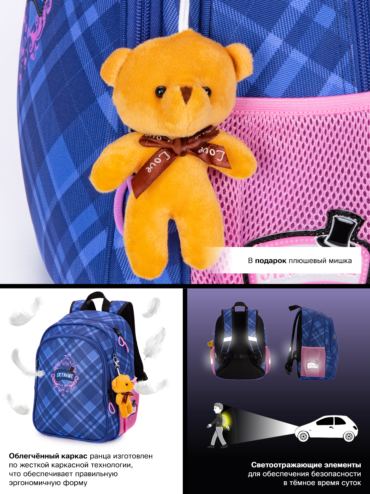 Рюкзак SkyName 17л анатомическая спинка+мишка - фото 13