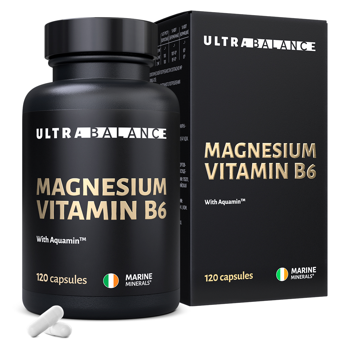 Магний витамин В6 премиум UltraBalance для взрослых мужчин и женщин Magnesium b6 с аквамином 120 капсул - фото 1