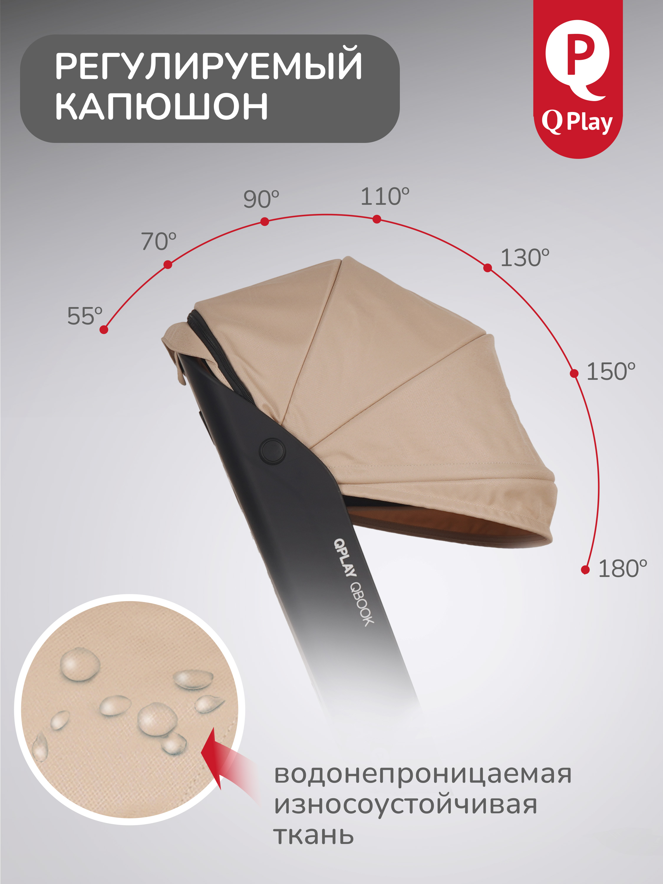 Коляска прогулочная QPLAY Qbook бежевый - фото 7