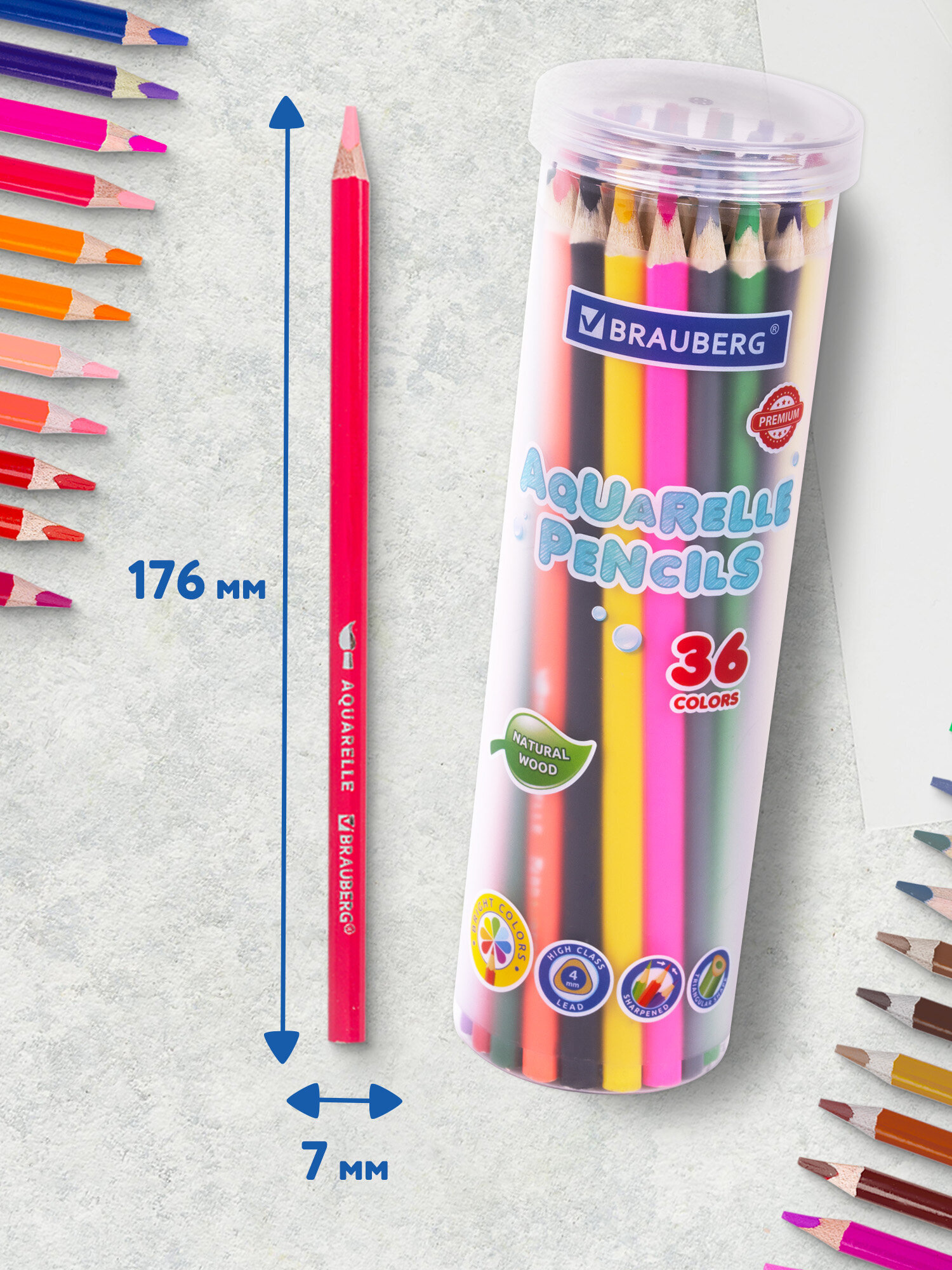Карандаши акварельные Brauberg 36 шт. - фото 1