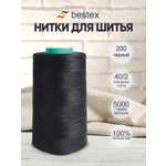 Нитки Bestex промышленные универсальные для шитья и рукоделия 40/2 5000 ярд 1 шт 200 черный