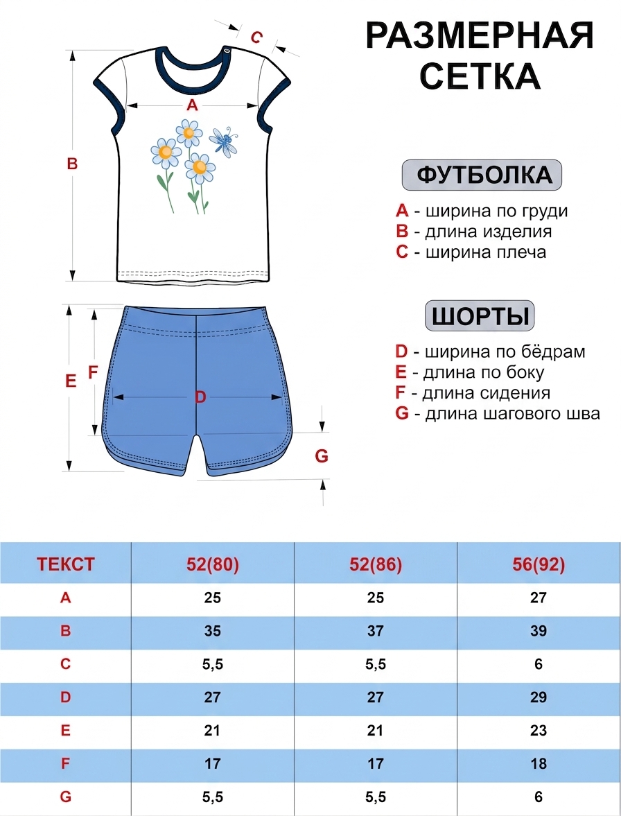 Костюм GREATS' Line GF7059п белый/голубой/ромашки - фото 8